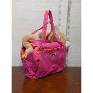 VINTAGE Ganz Webkinz Chihuahua Dog Plush with Pink Flower Pet Carrier Purse RARE